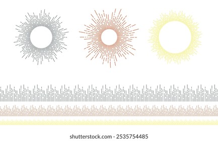 Brushes for schematic sun rays. Pattern brushes included in vector file. 