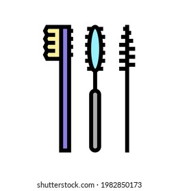 brushes set for false eyelashes applying color icon vector. brushes set for false eyelashes applying sign. isolated symbol illustration