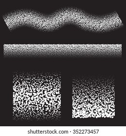 Brushes with snow texture. White splash on black background. Falling Snow. Christmas and New Year Background. Snow texture. Brushes with snow effect 