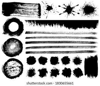 Brushes strokes vector. Grunge design elements.