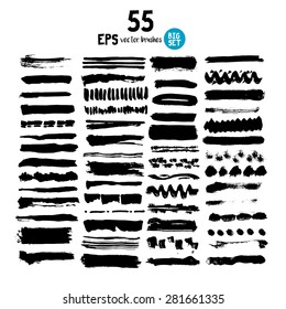 Brushes strokes vector illustration big set