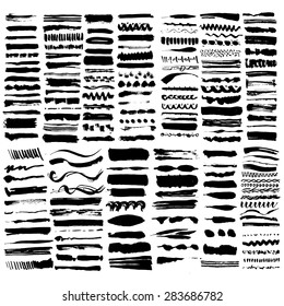 Brushes strokes vector illustration big set