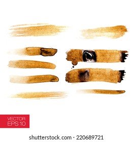Brushes and traces of coffee vector illustration 