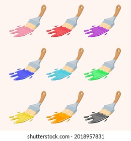 Brushes with traces of paint.
