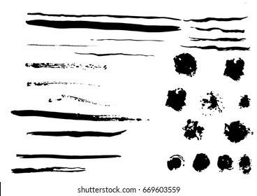 brushes ,vector set of spots and smears ,on a white background