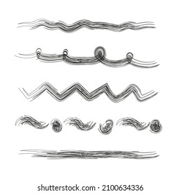 Pinselspitzen-Vektorhub-Schwarz-Monochrom-Set