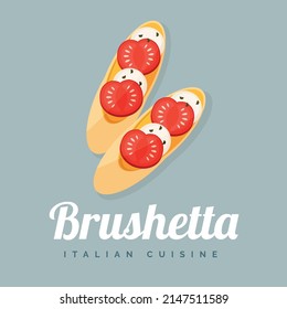 Brushetta bread, Italian cuisine - Vector illustration