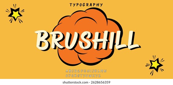 Brushill modern alphabet,  digital font for dynamic tech logo, powerful headline, advanced typography. Vector typeset
