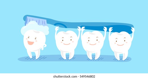 brushing cute cartoon teeth and great for your health