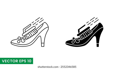 Streichen von High Heels, Linien und Glyphen, Vektorsymbol einzeln auf weißem Hintergrund