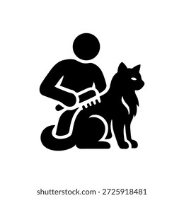 Icono de gato de pelo largo de cepillado aislado sobre fondo blanco