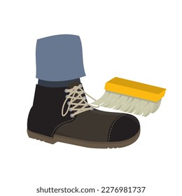 Calzado de cepillo. Zapatos de limpieza, ilustración vectorial