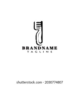 brushing teeth cartoon logo icon design template black modern isolated vector illustration