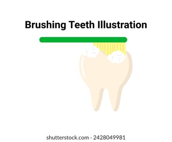 Brushing teeth flat illustration. Dentistry and orthodontics vector illustration. Dental clinic services, stomatology, dentistry, orthodontics, oral health care and hygiene vector.