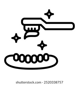 Ícone de escovação de dentes com traçado editável. Ícone de assistência médica dentária com traço editável