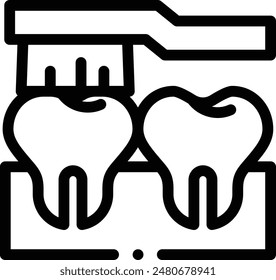 brushing teeth icon. Thin Linear Style Design Isolated On White Background