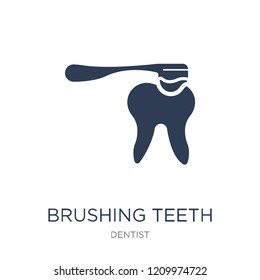 Brushing teeth icon. Trendy flat vector Brushing teeth icon on white background from Dentist collection, vector illustration can be use for web and mobile, eps10