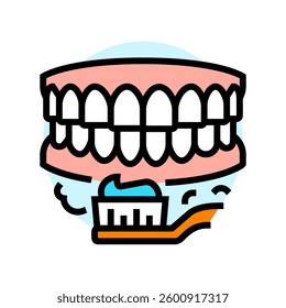 brushing teeth oral care color icon vector. brushing teeth oral care sign. isolated symbol illustration