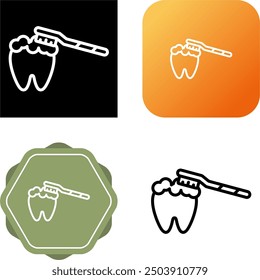 Brushing Teeth Unique Vector Icon Illustration