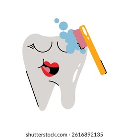 Brushing teeth vector Sticker. Eps 10 file