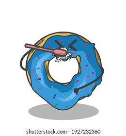 Brushing tooth cute donuts character vector template design illustration