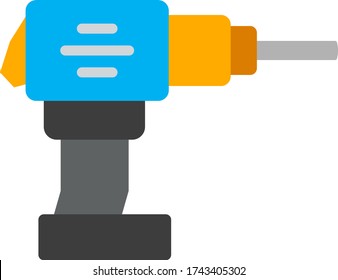 kit de controlador de impacto sin escobillas vector Diseño de iconos coloridos, servicio de alineación y neumáticos de automóviles Herramientas de fondo blanco, concepto de taladro de impacto compacto sin cordón, 