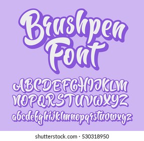 Brushpen comic lettering font. Vector alphabet.