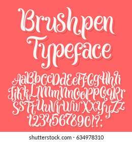 Brushpen Typeface. Handwritten lettering vector font aphabet