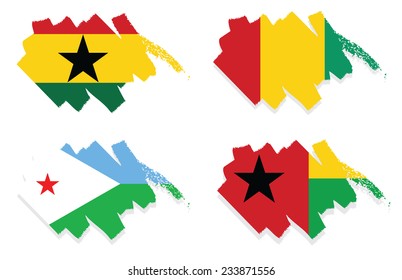 brushstroke African flags