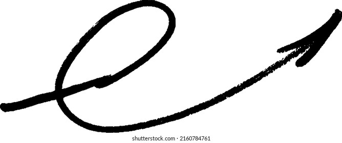 Brushstroke Arrow smooth two loop up. Hand drawn pointer. Vector illustration.
