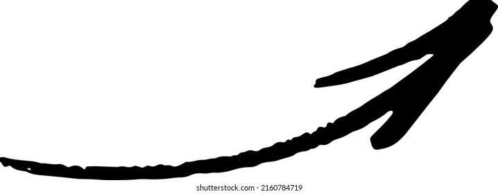 Brushstroke Arrow smooth up. Hand drawn pointer. Vector illustration.