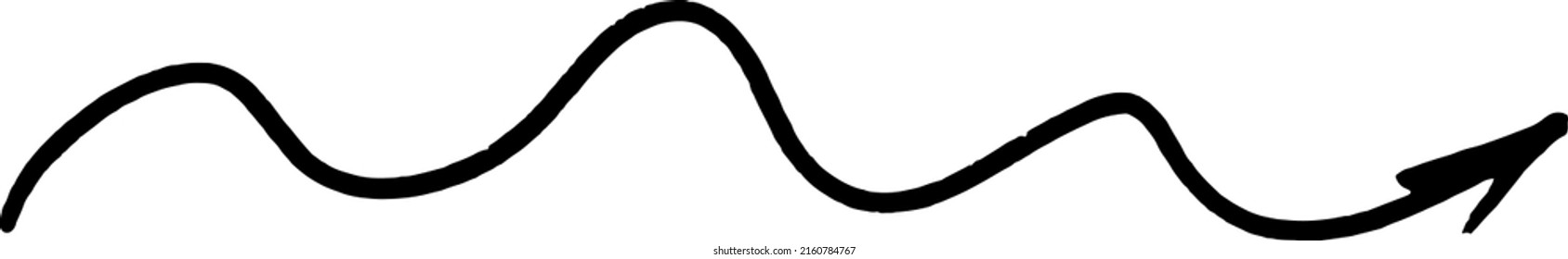Brushstroke Arrow smooth up. Hand drawn pointer. Vector illustration.