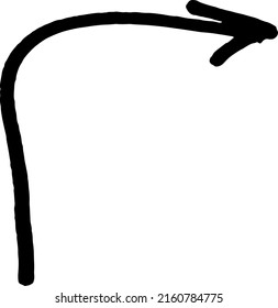 Brushstroke Arrow smooth up. Hand drawn pointer. Vector illustration.