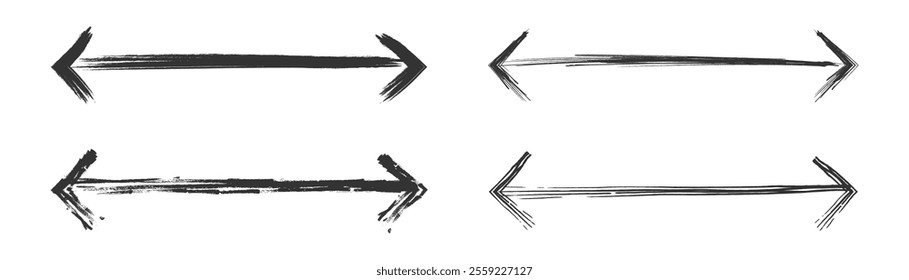 Brushstroke arrows pointing in both directions with texture.