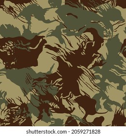 Brushstroke camouflage seamless vector pattern