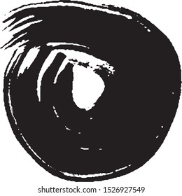 Brushstroke in a circle with black paint isolated on a white background