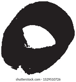 Brushstroke in a circle with black paint isolated on a white background
