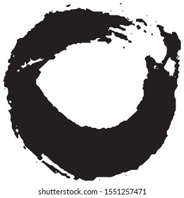 Brushstroke in a circle with black paint isolated on a white background