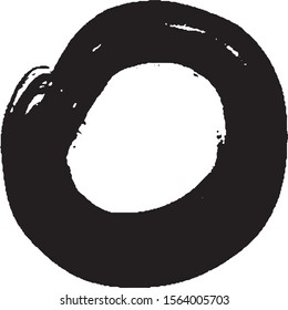 Brushstroke in a circle with black paint isolated on a white background