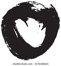 Brushstroke in a circle with black paint isolated on a white background
