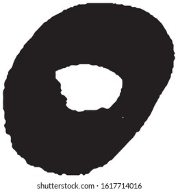 Brushstroke in a circle with black paint isolated on a white background