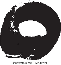 Brushstroke in a circle with black paint isolated on a white background