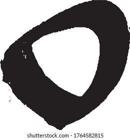 Brushstroke in a circle with black paint isolated on a white background