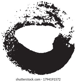 Brushstroke in a circle with black paint isolated on a white background