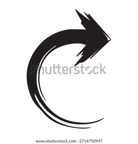 Brushstroke Circular Arrow Icon. Refresh, Rotate, or Undo Grunge Symbol.