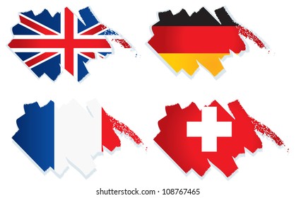 brushstroke European flags