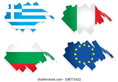 brushstroke European flags