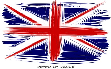 Brushstroke flag of Great Britain. Union Jack. The national flag of the United Kingdom of Great Britain and Northern Ireland.