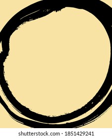Brushstroke in the form of a circle. Drawing created in ink sketch handmade technique.