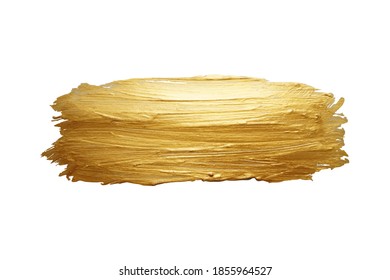 Brushstroke with gold paint. Vector design element, overlay.